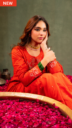 Rust Aura Anarkali Suit Set