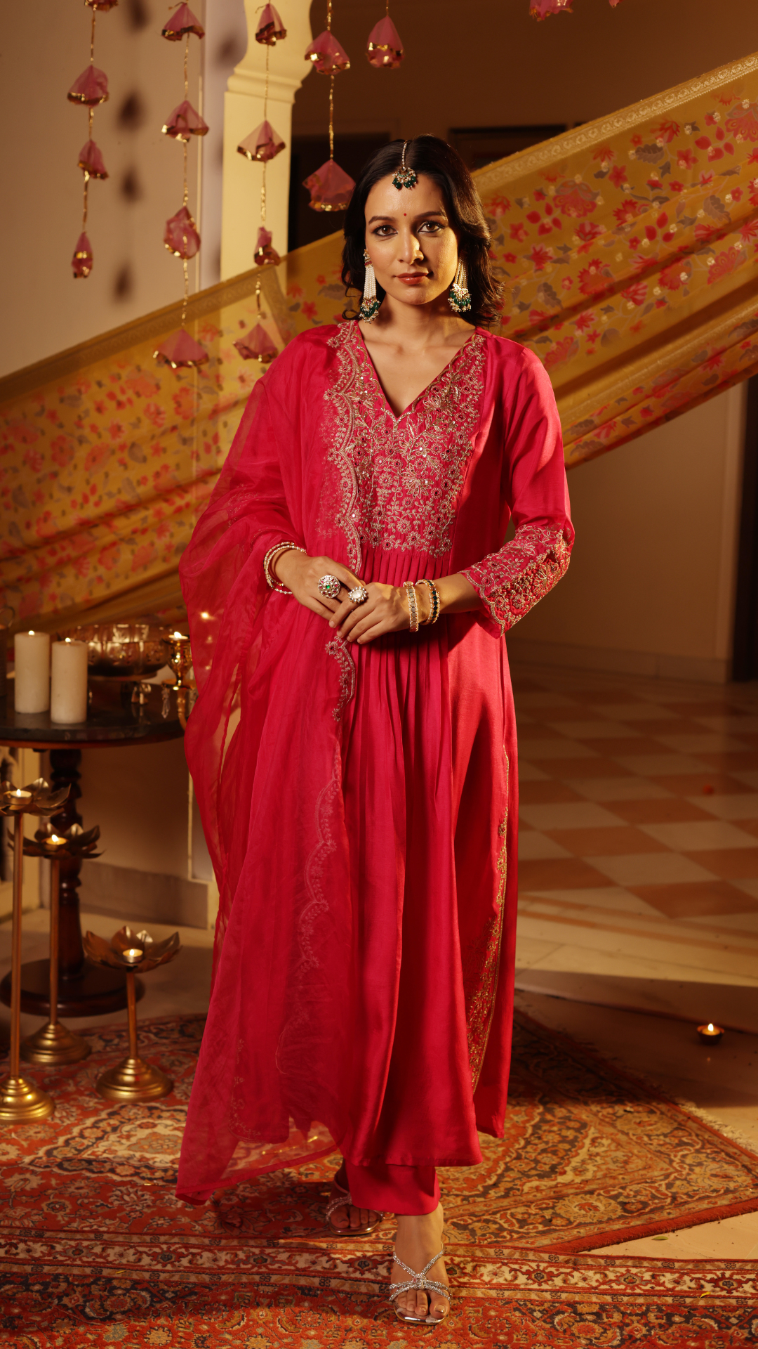 Ruby Pink Silk Suit Set