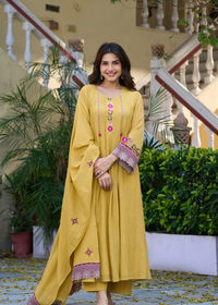 Mustard Bloom Kurta Set