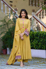 Mustard Bloom Kurta Set