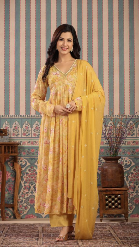 Butter Yellow Georgette Suit Set