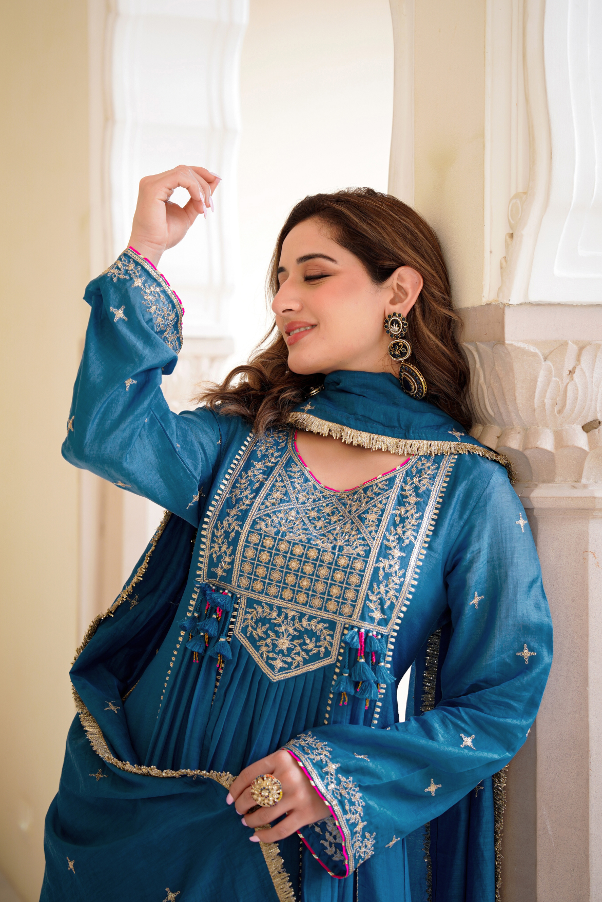 Blue Mehfil Embroidered Set