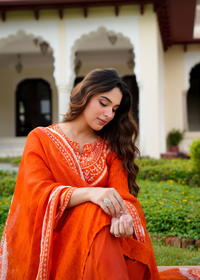 Rustic Bloom Russian Silk Printed Suit Set