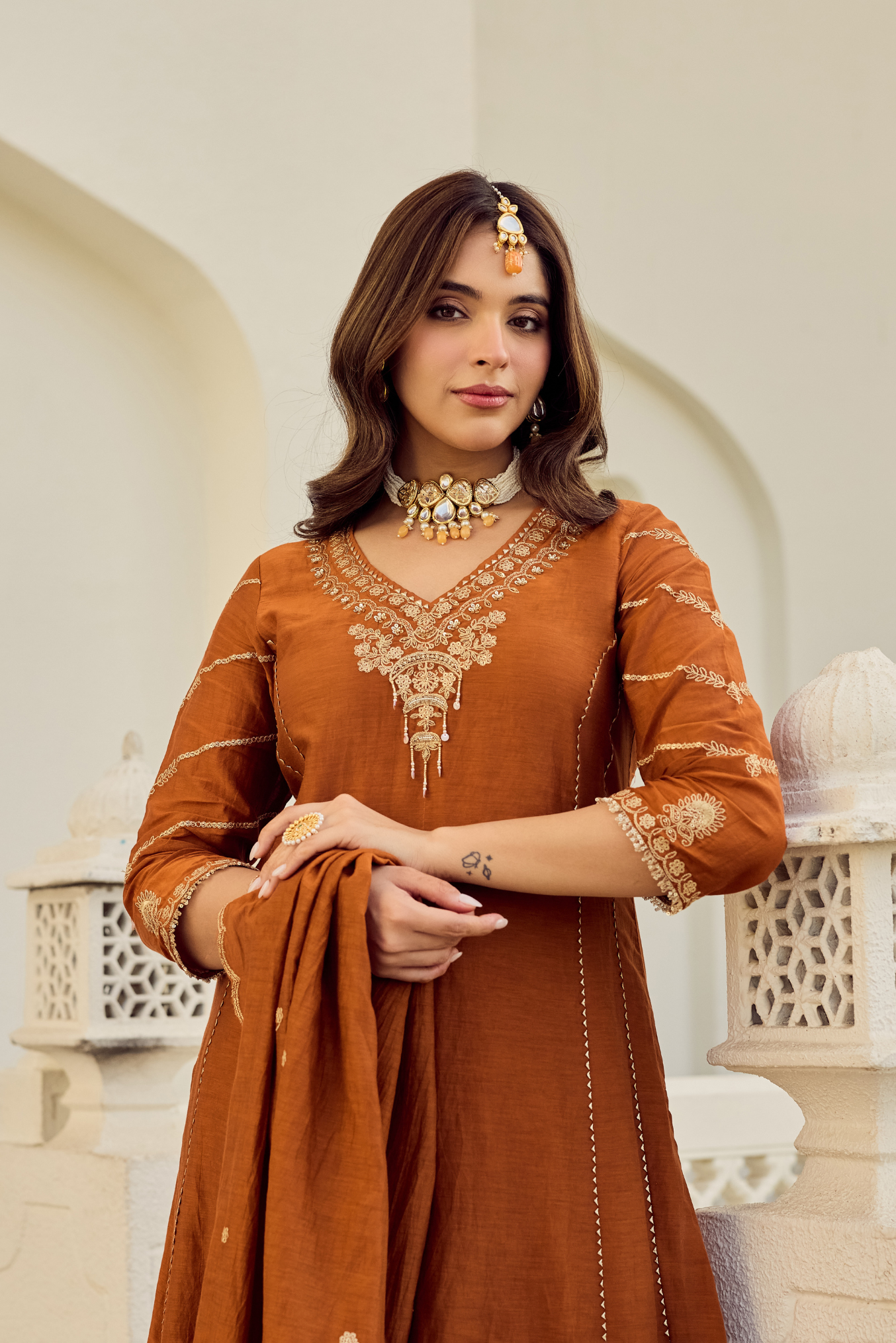Rust Royale Embroidered Suit Set