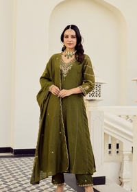 Mehndi Moss Embroidered Suit Set