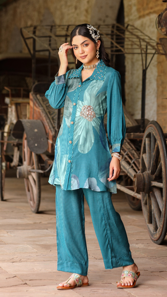 Blue printed co-ord set