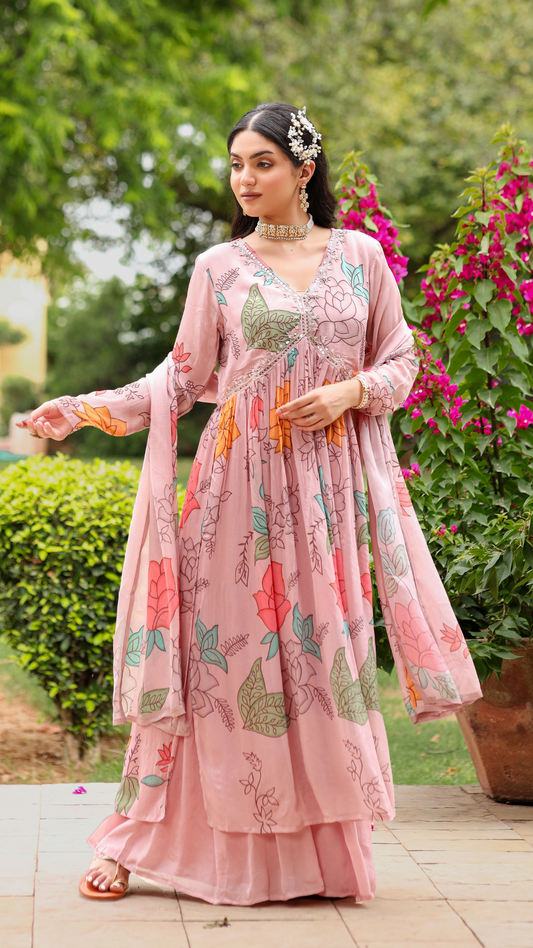 Nude Pink printed suit set