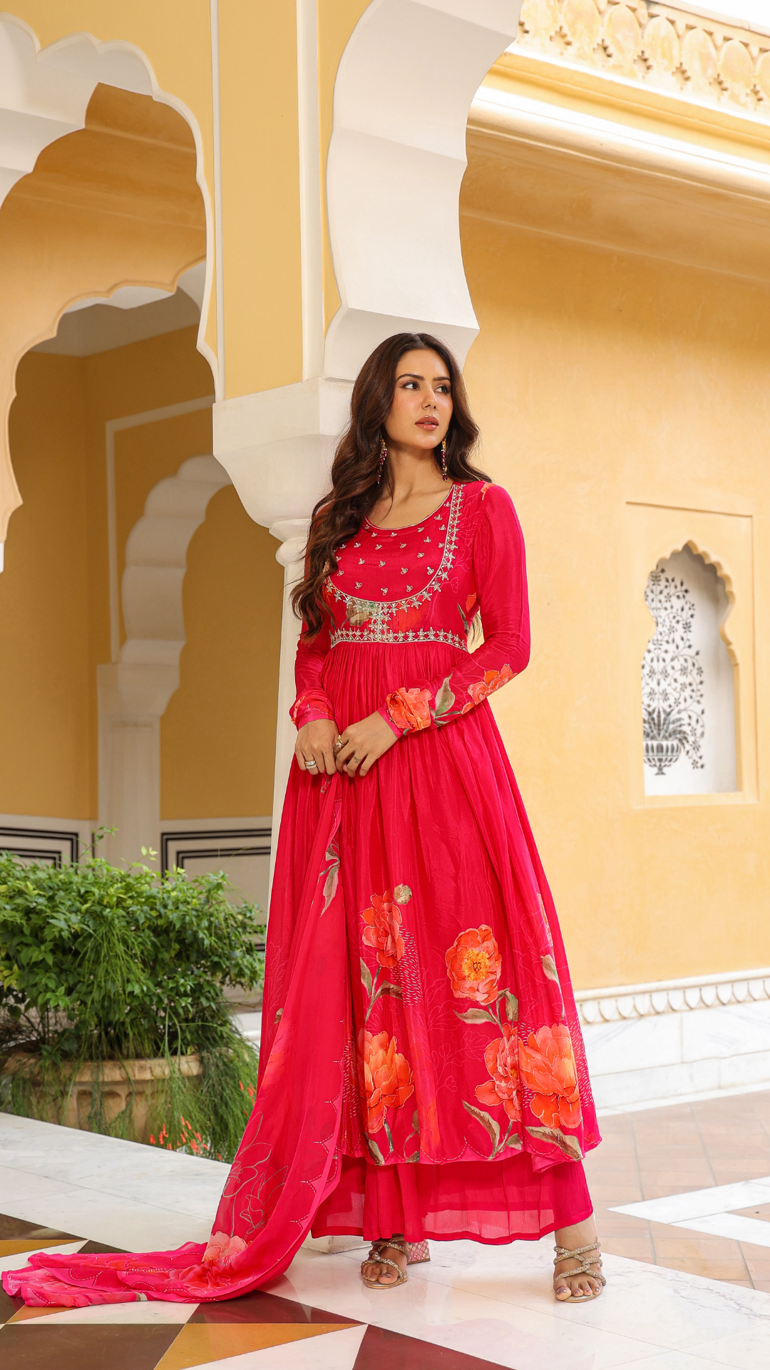 Pink Petal Anarkali suit set