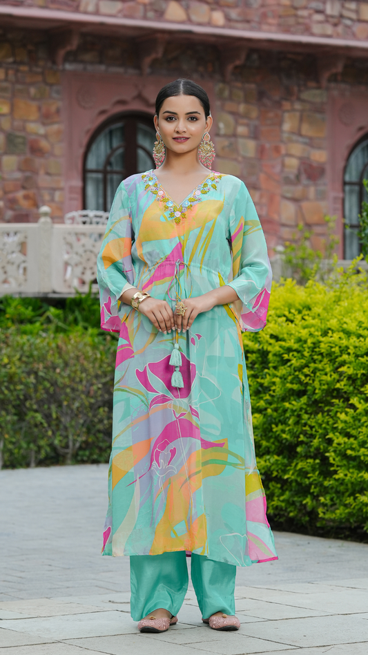 Nude Green Kurta Set