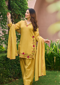Mustard Floral Suit Set
