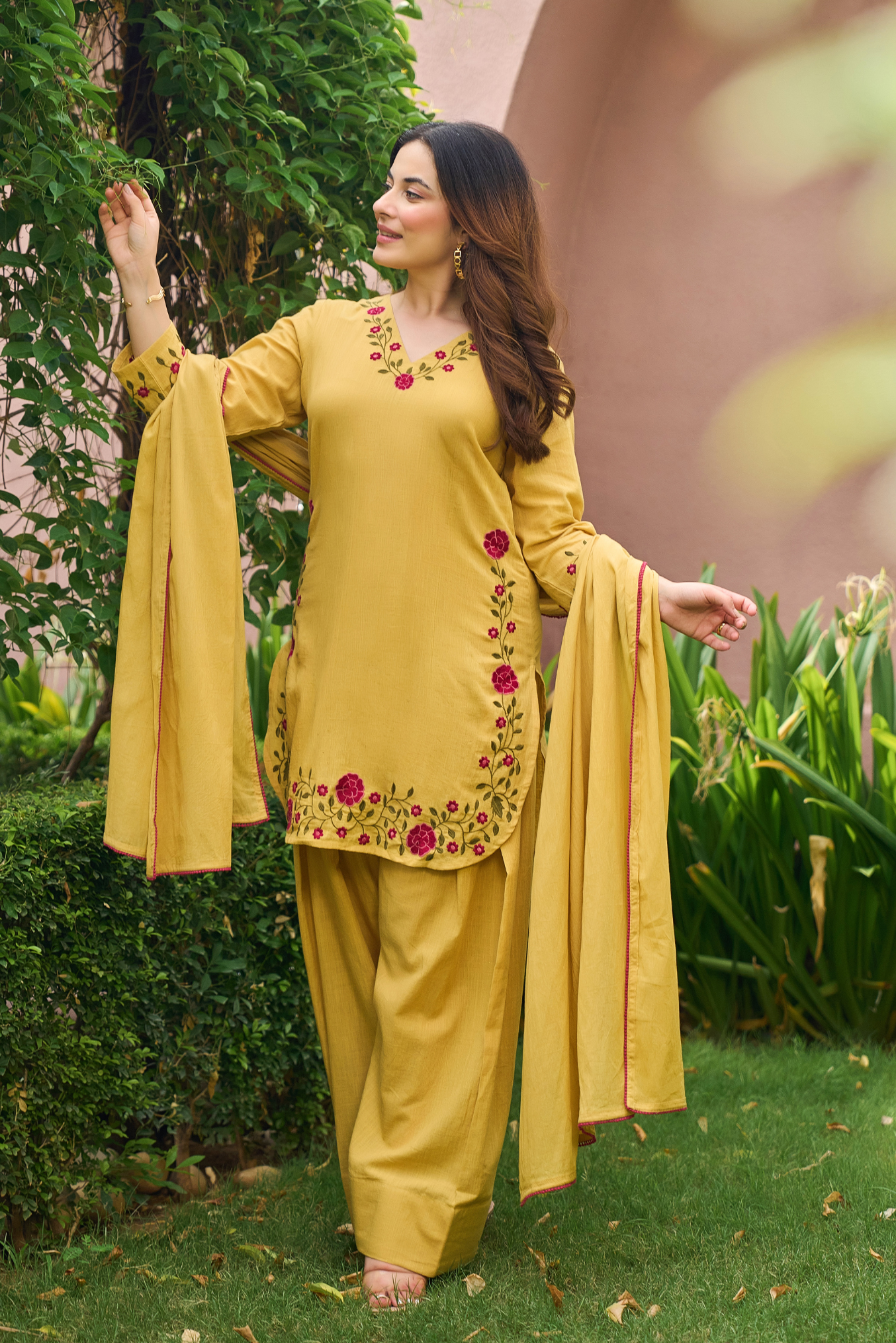 Mustard Floral Suit Set