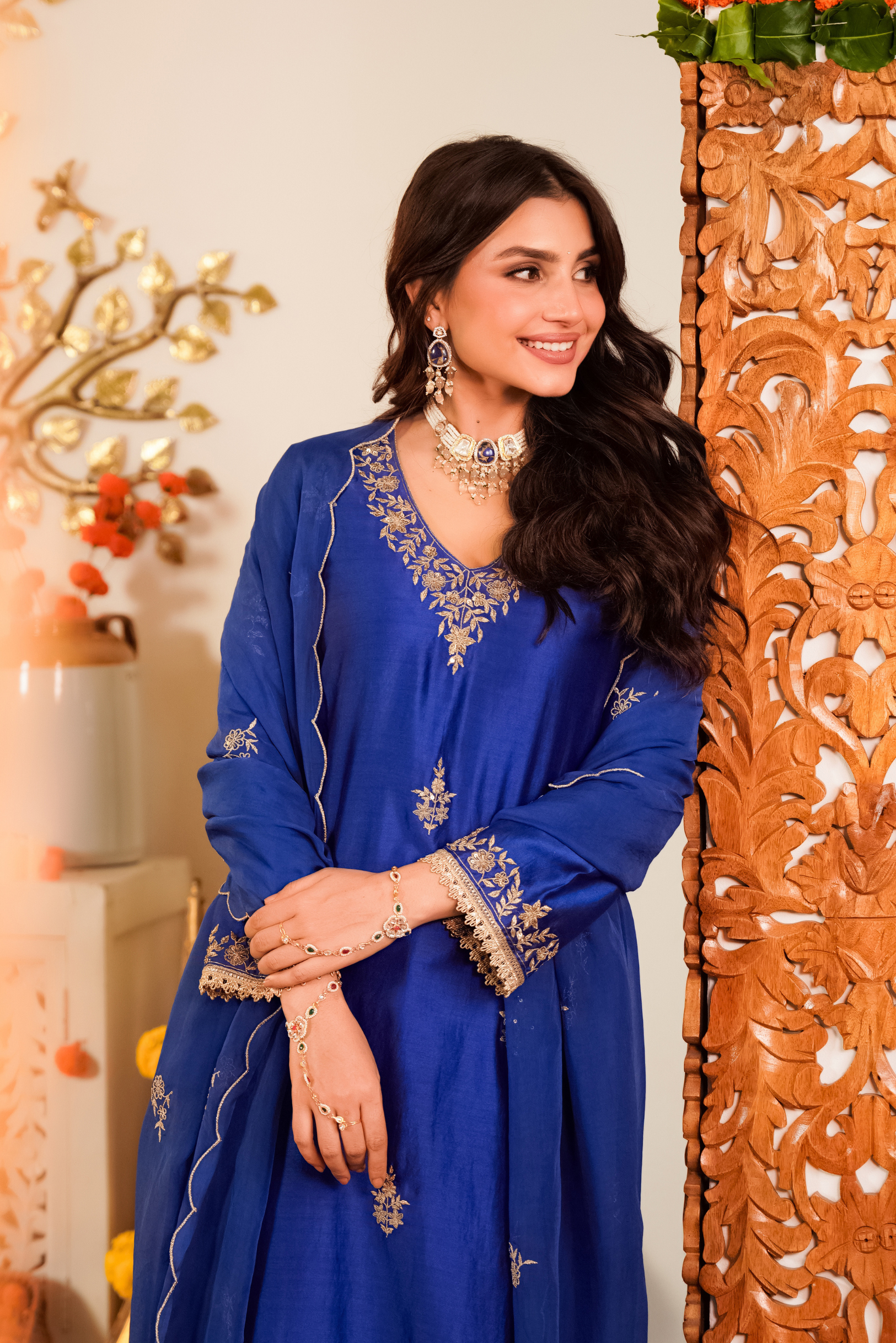 Royal Sapphire Silk Suit Set