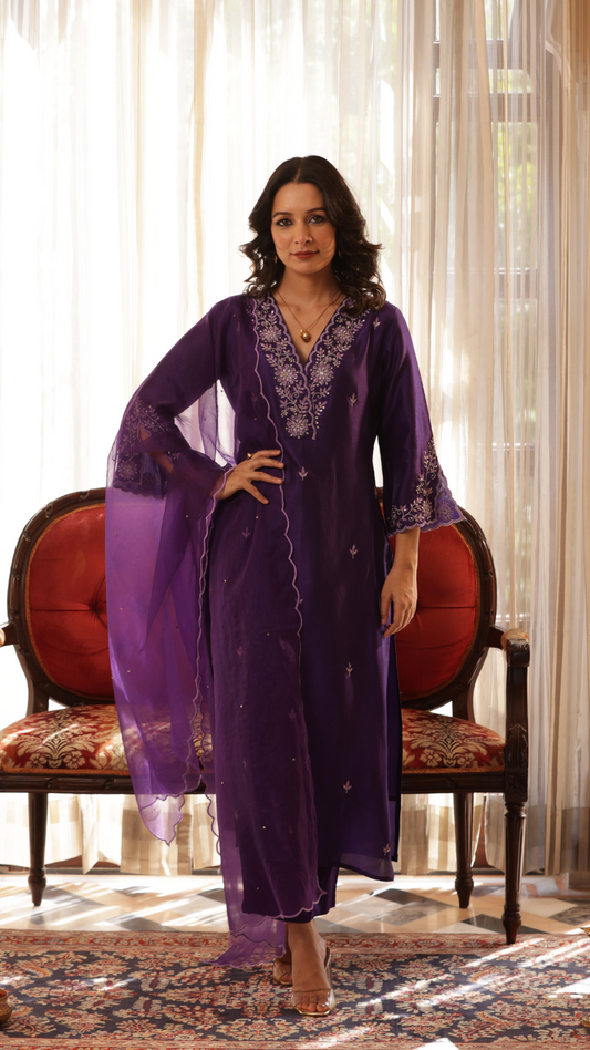 Imperial Purple Silk Suit Set