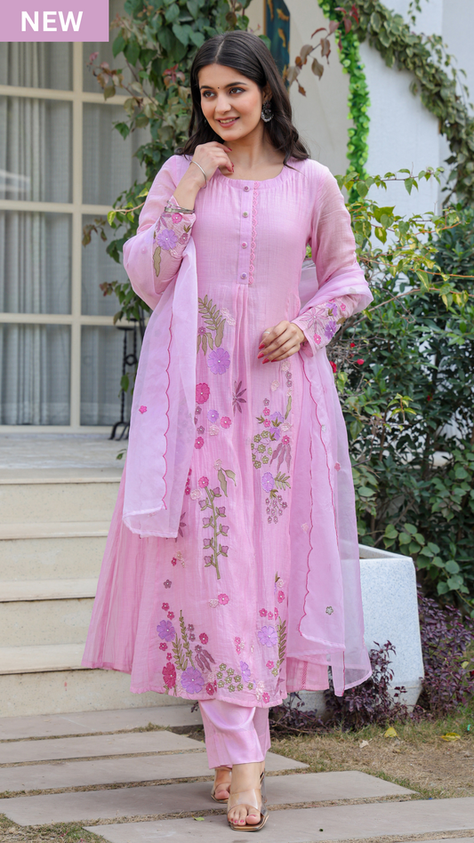 Lilac Luxe Mul Chanderi Suit Set