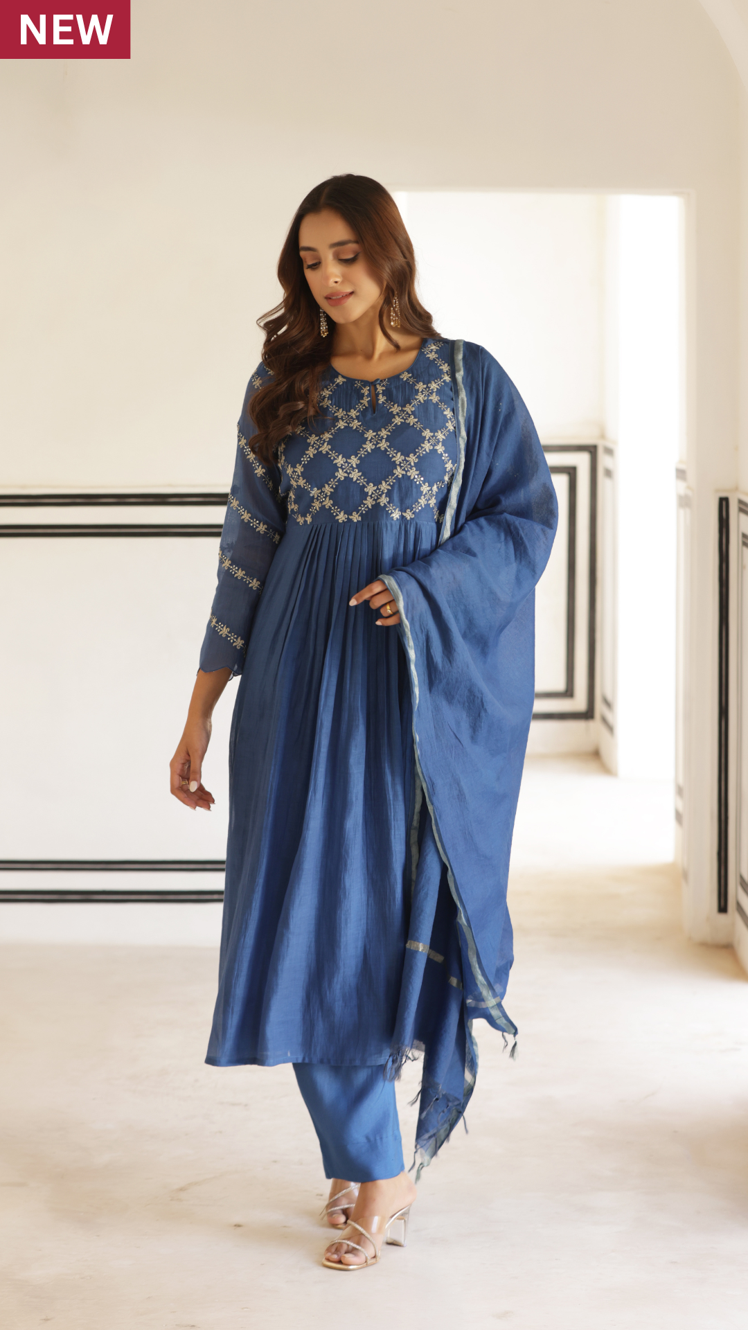 Indigo Blue Chanderi Suit Set