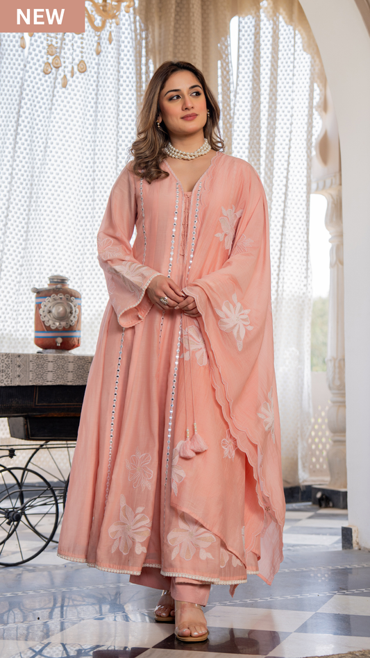 Blush Petal Chanderi Suit Set