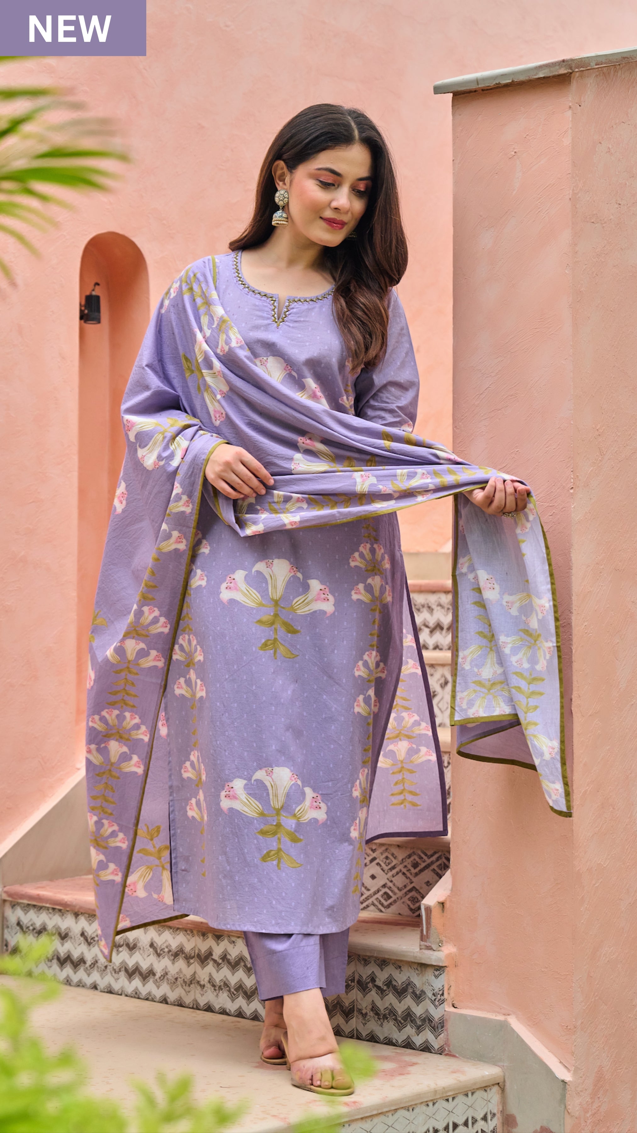 Lilac Bloom Cotton Suit Set