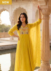 Golden Bloom Chanderi Suit Set