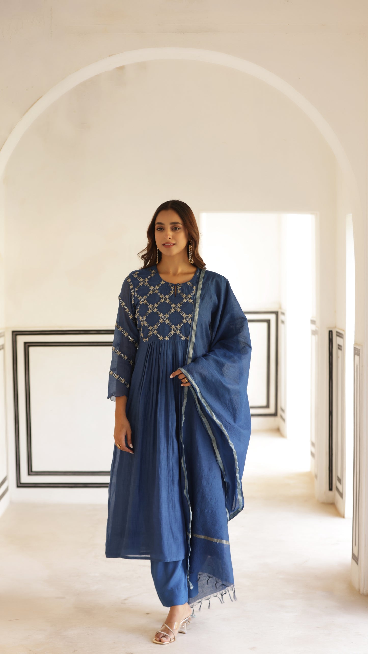 Indigo Blue Chanderi Suit Set