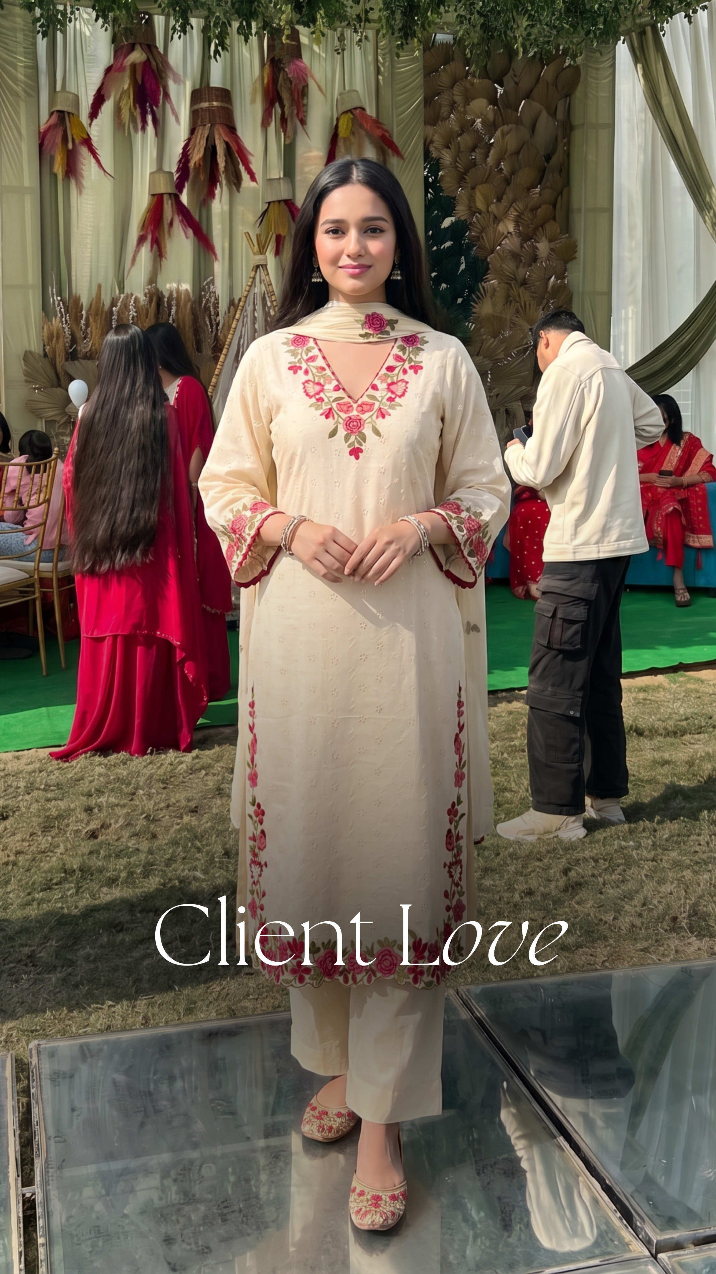 Ivory Blossom Cotton Chiffli Suit Set