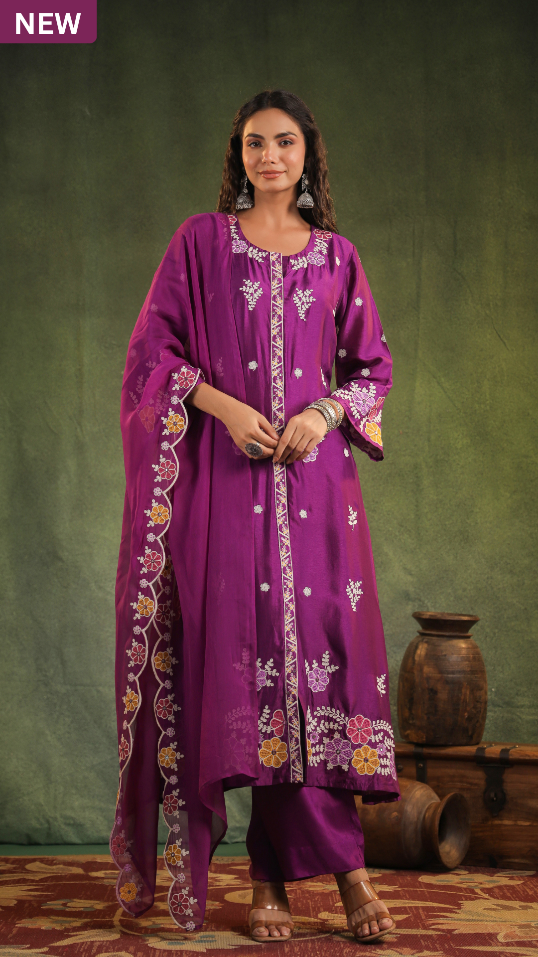 Imperial Purple Silk Kurti Set