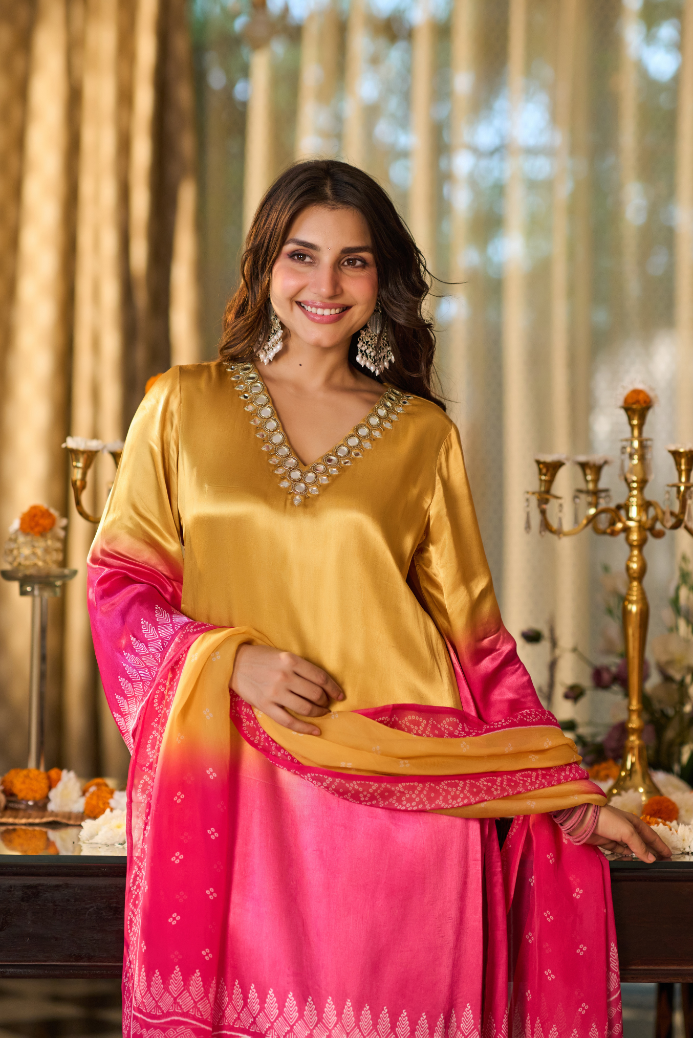 Gulabi Noor Ombre Suit Set