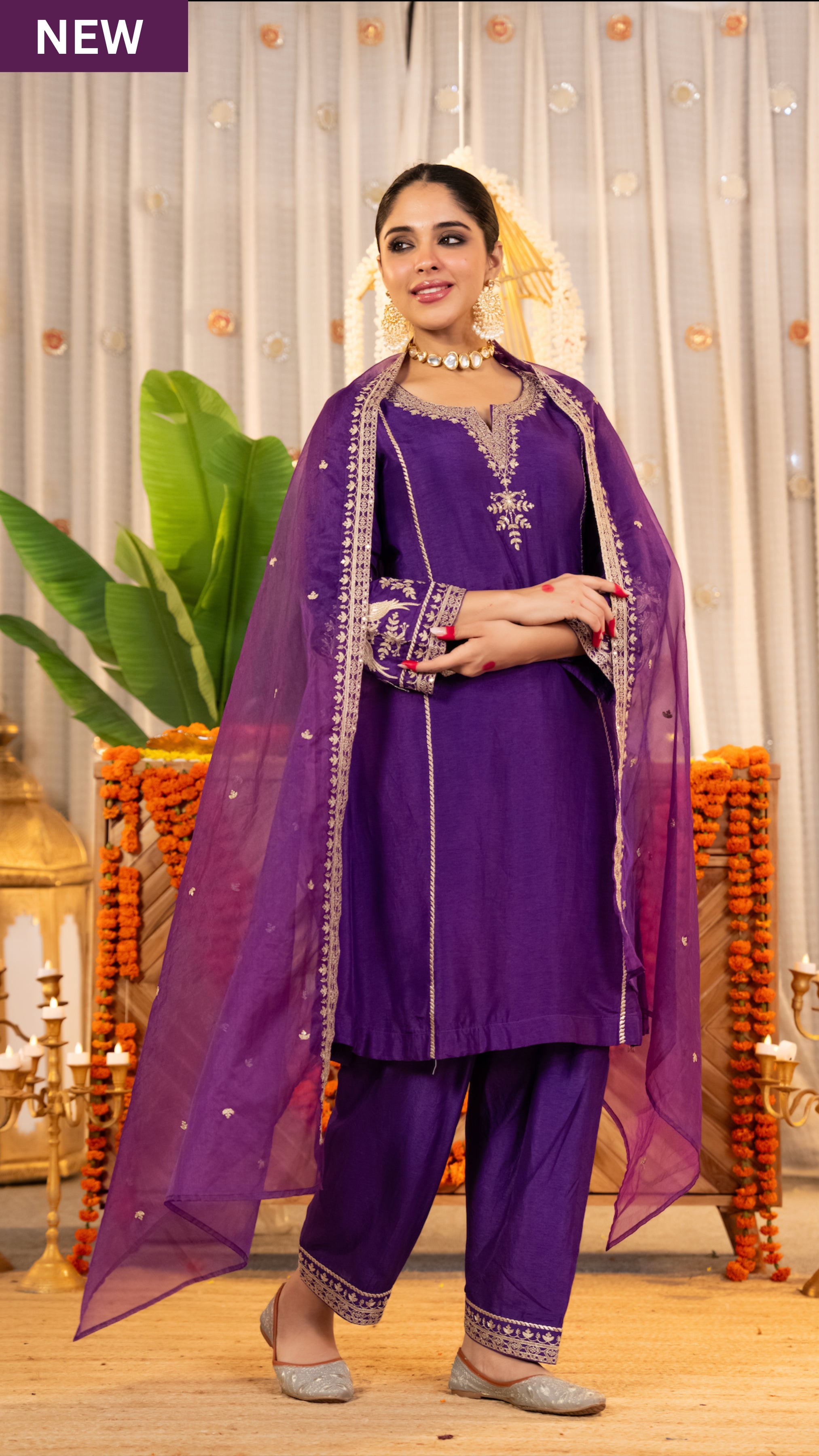 Royal Amethyst Dola Silk Suit Set