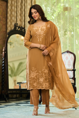 Caramel Chanderi Suit Set