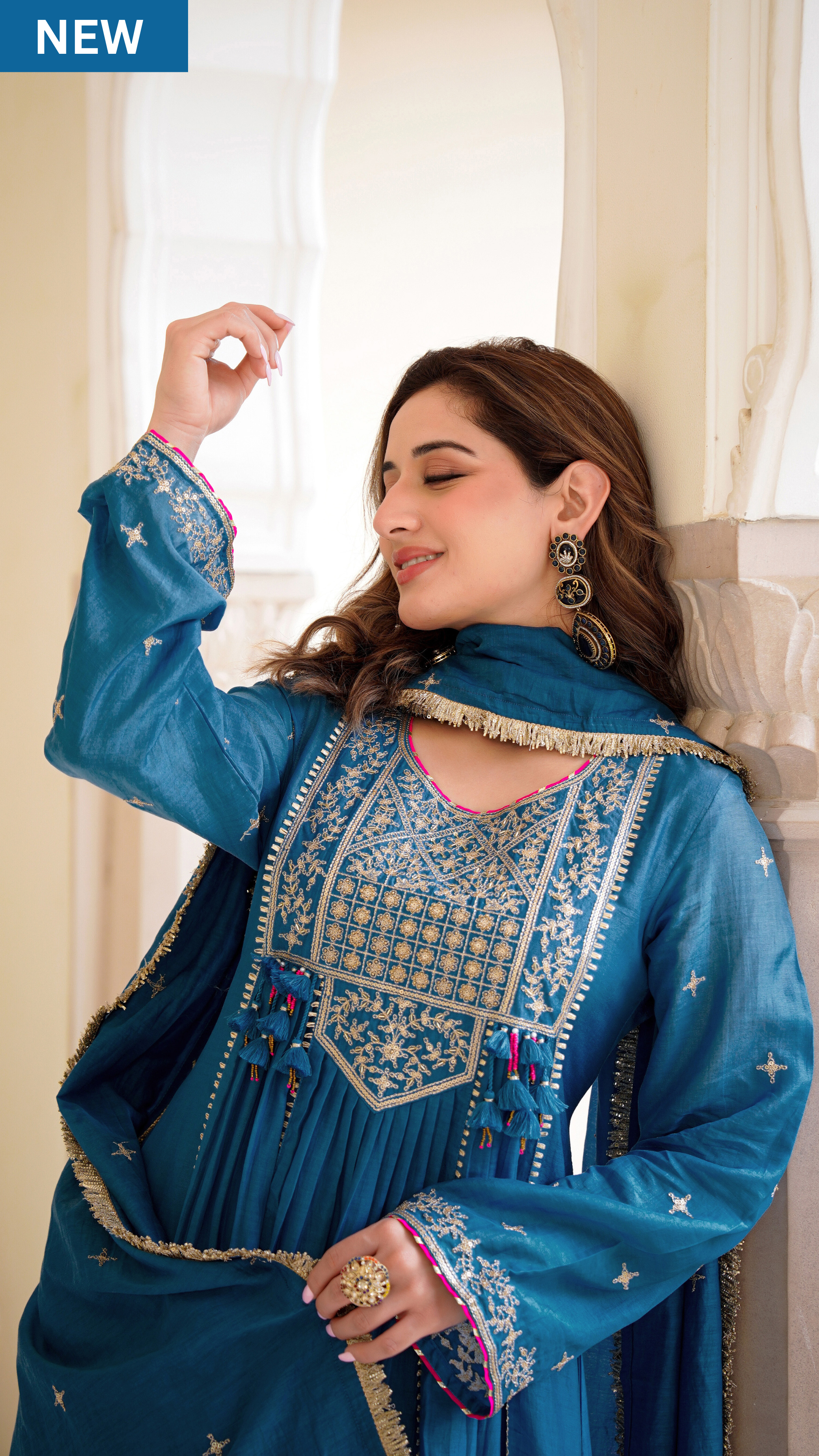 Blue Mehfil Embroidered Set