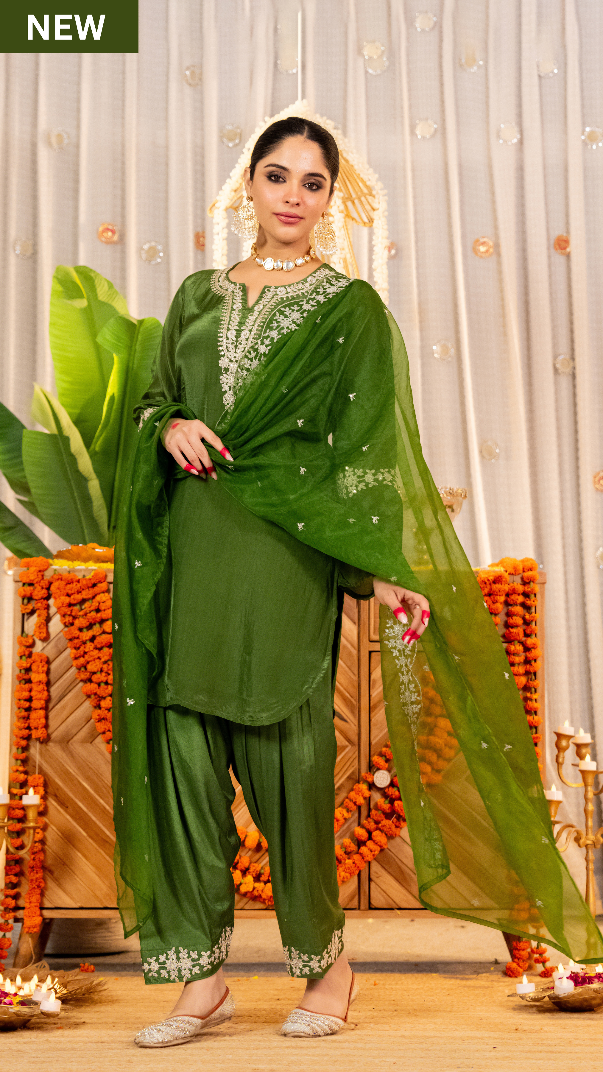Emerald Whisper Organza Suit Set