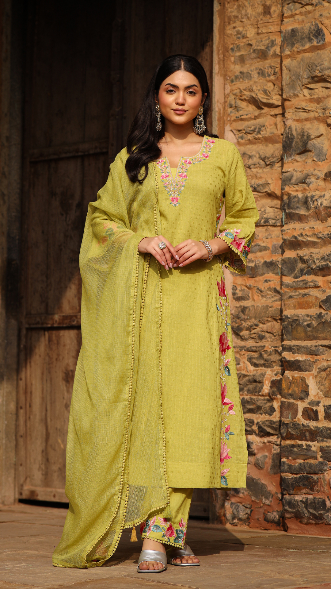 Green Mist Cotton Kurta Set