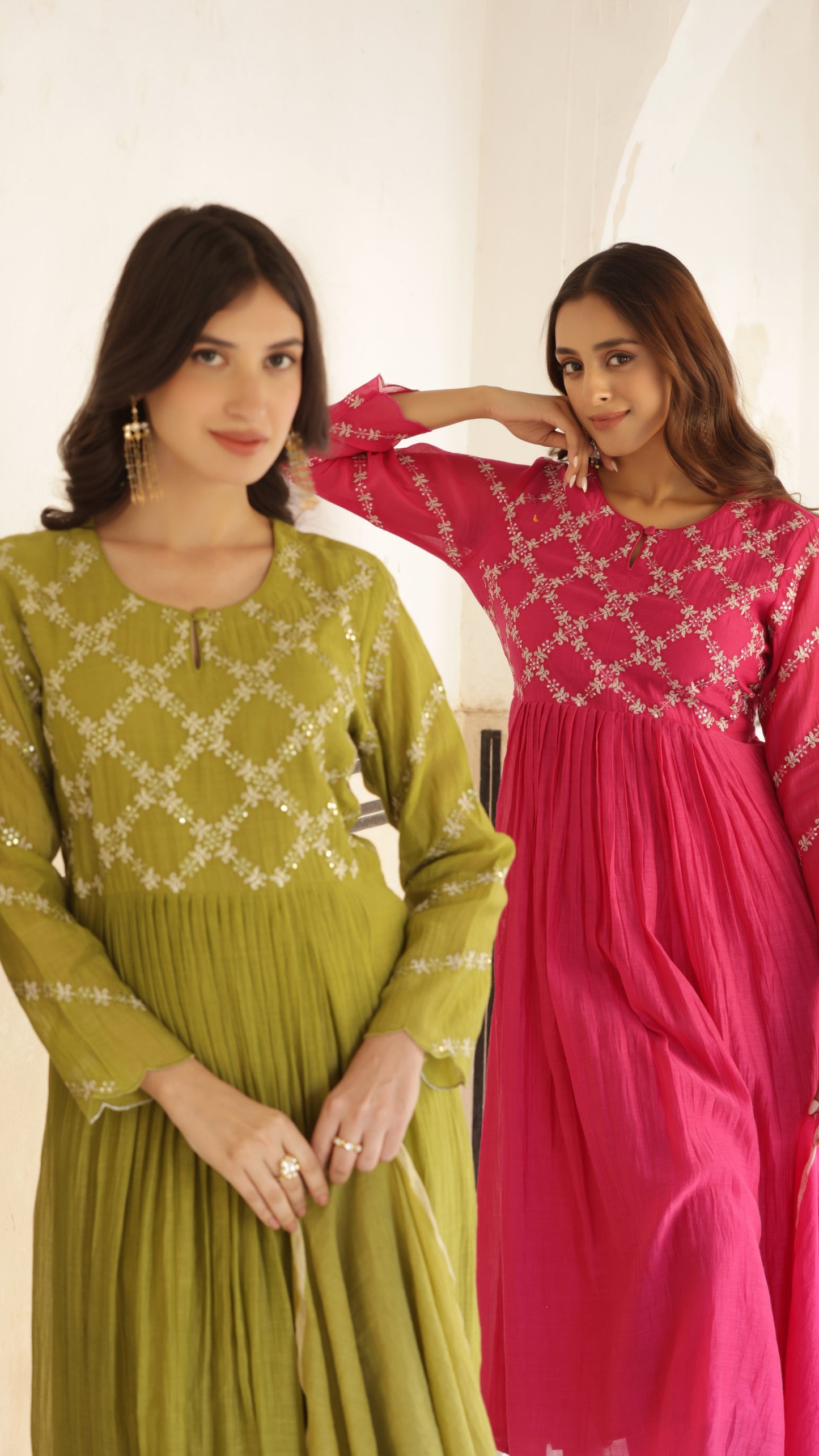 Fuchsia Pink Chanderi Suit Set