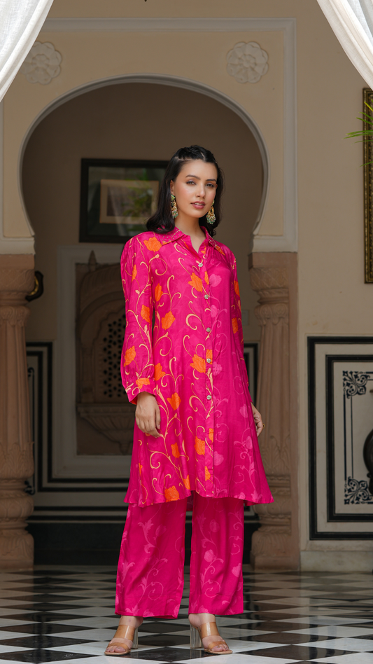 Magenta pink printed co-ord set