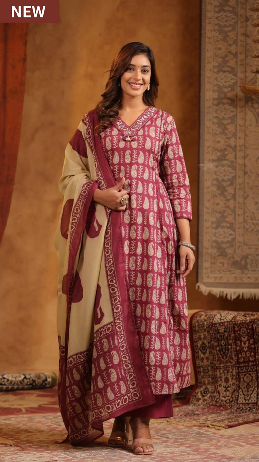 Purple Reverie Cotton Suit Set