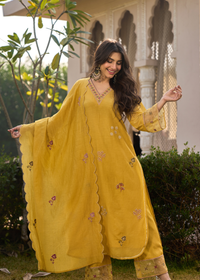 Mustard Noor Chanderi Suit Set