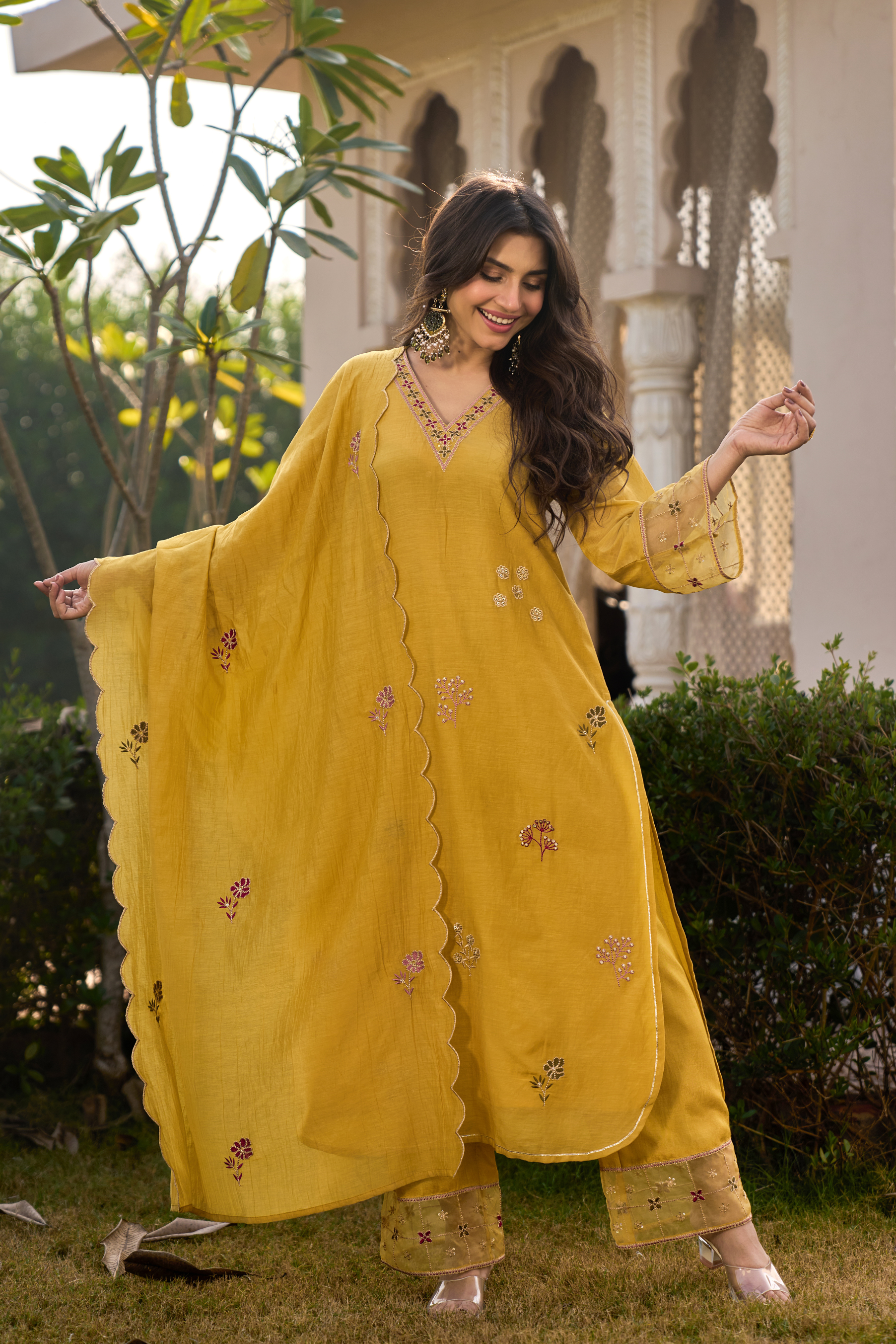 Mustard Noor Chanderi Suit Set
