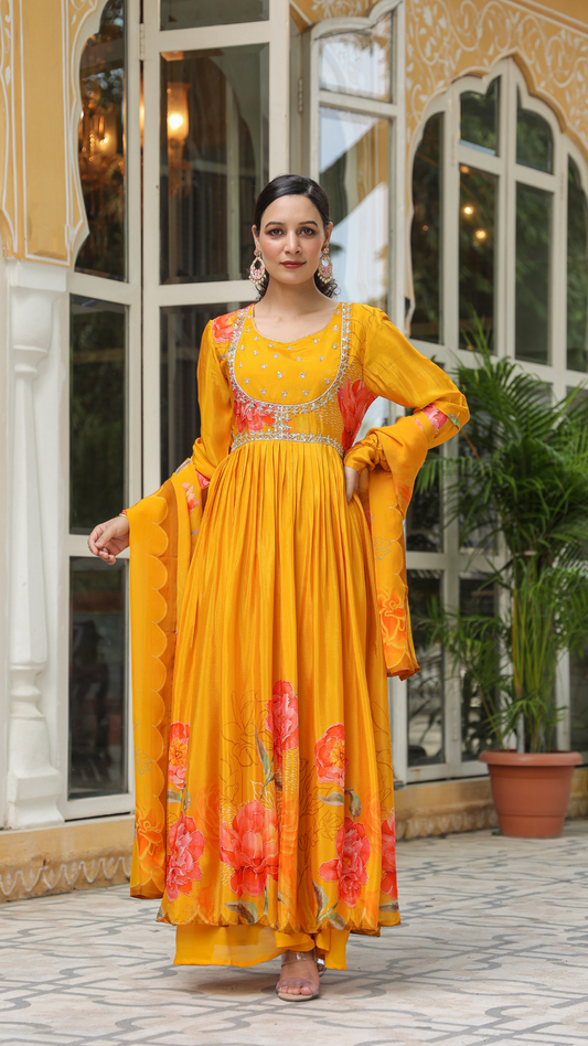 Yellow Anarkali suit set