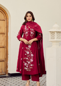 Crimson Blossom Suit Set