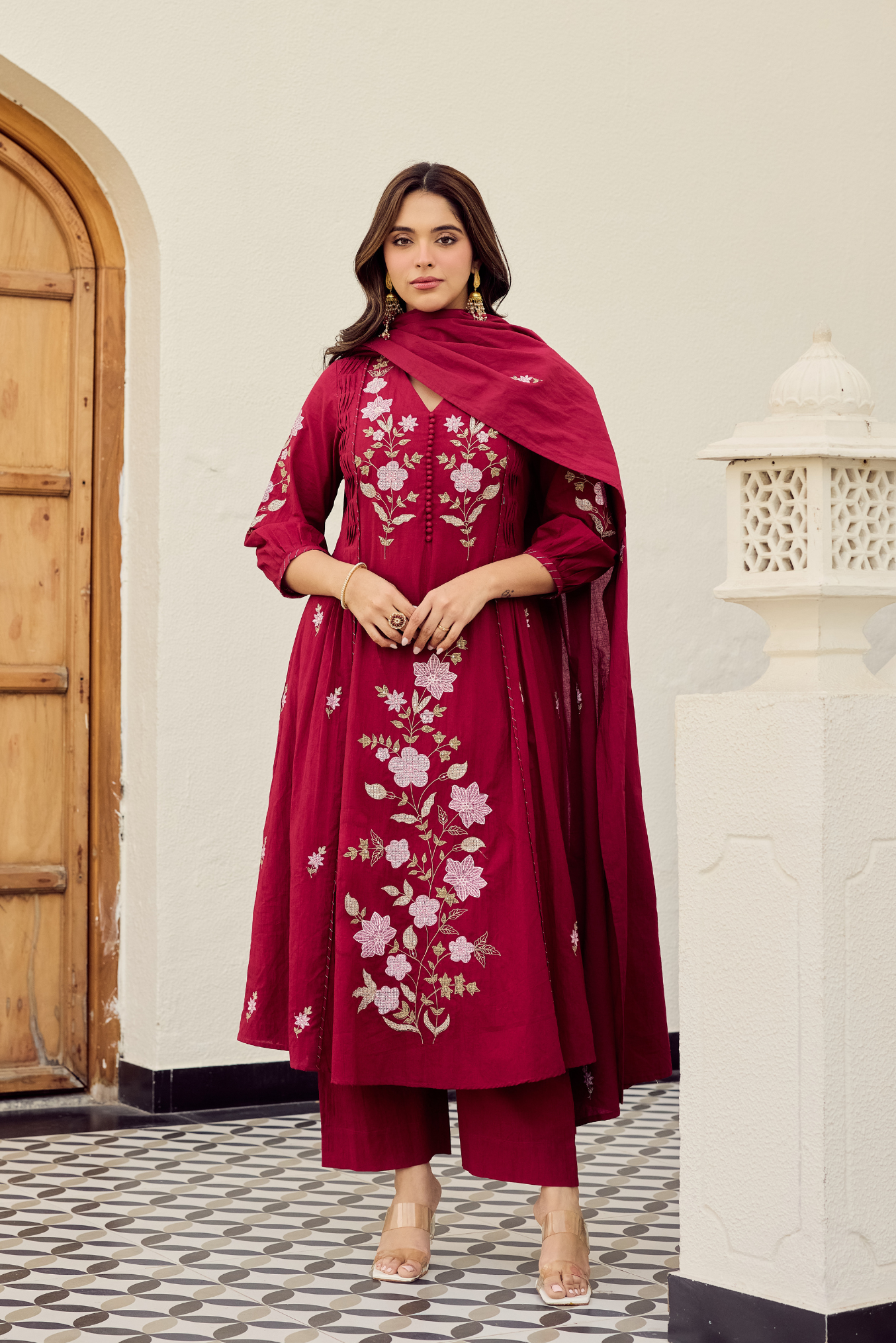 Crimson Blossom Suit Set