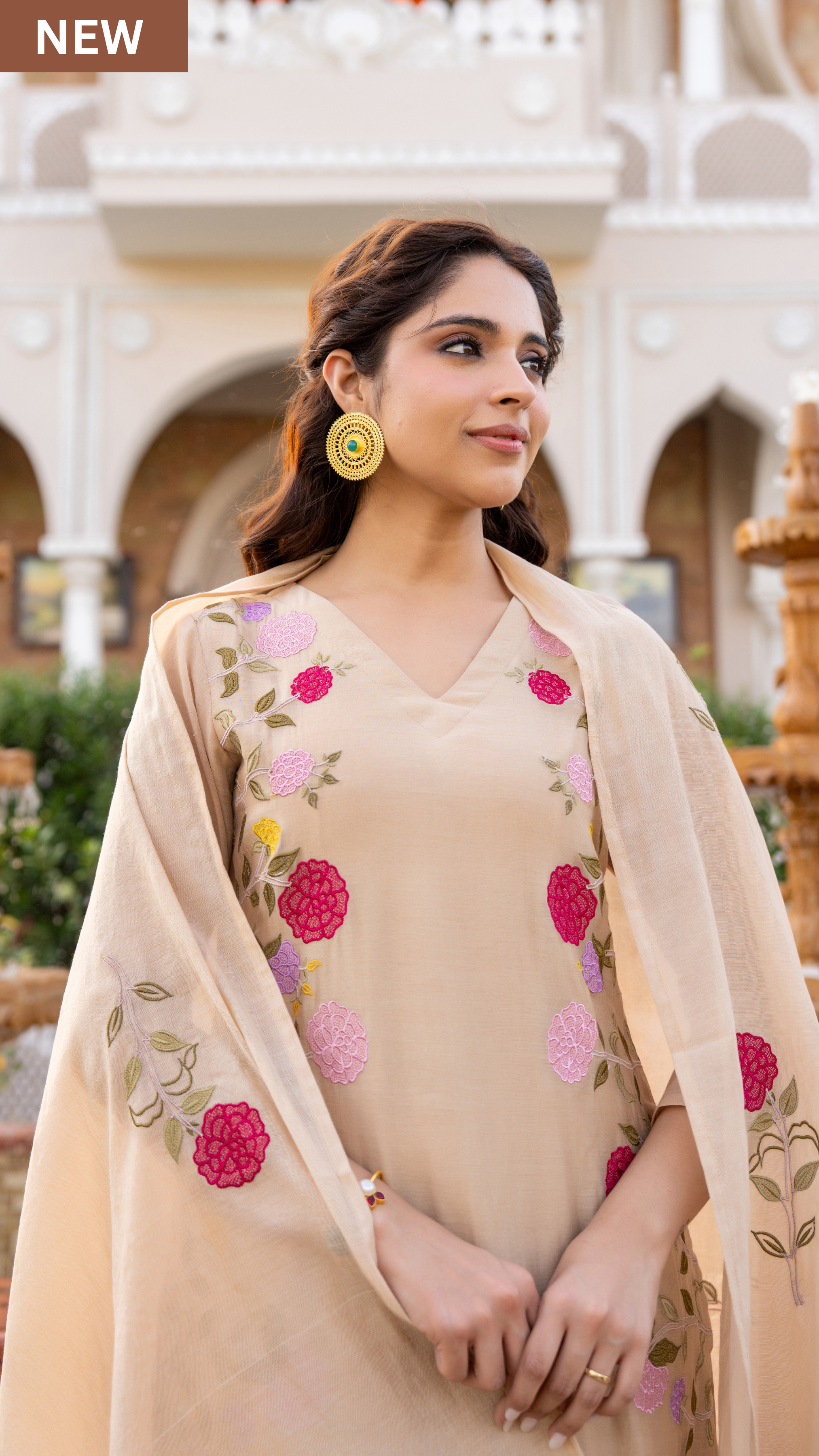 Ivory Blossom Chanderi Suit Set