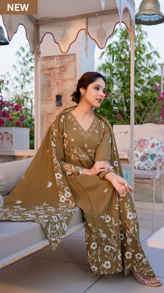 Moss Elegance Cotton Suit Set
