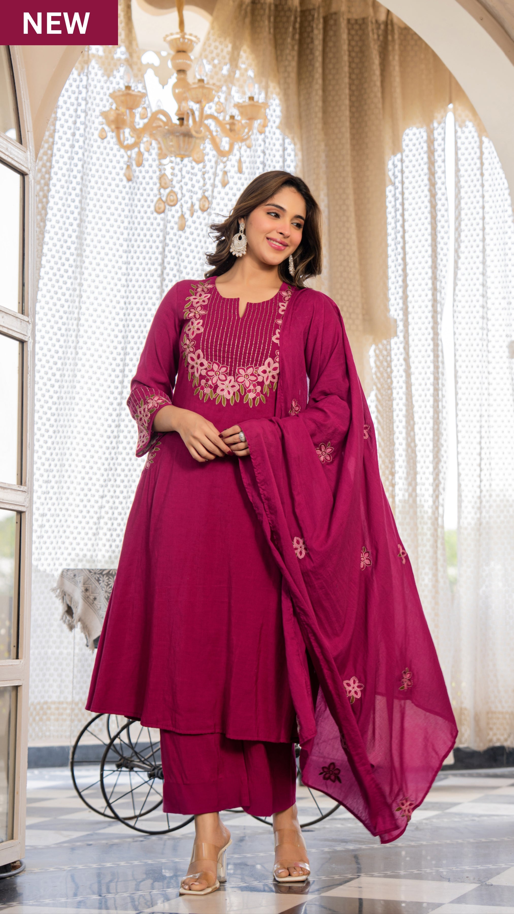 Berry Bloom A-line Suit Set