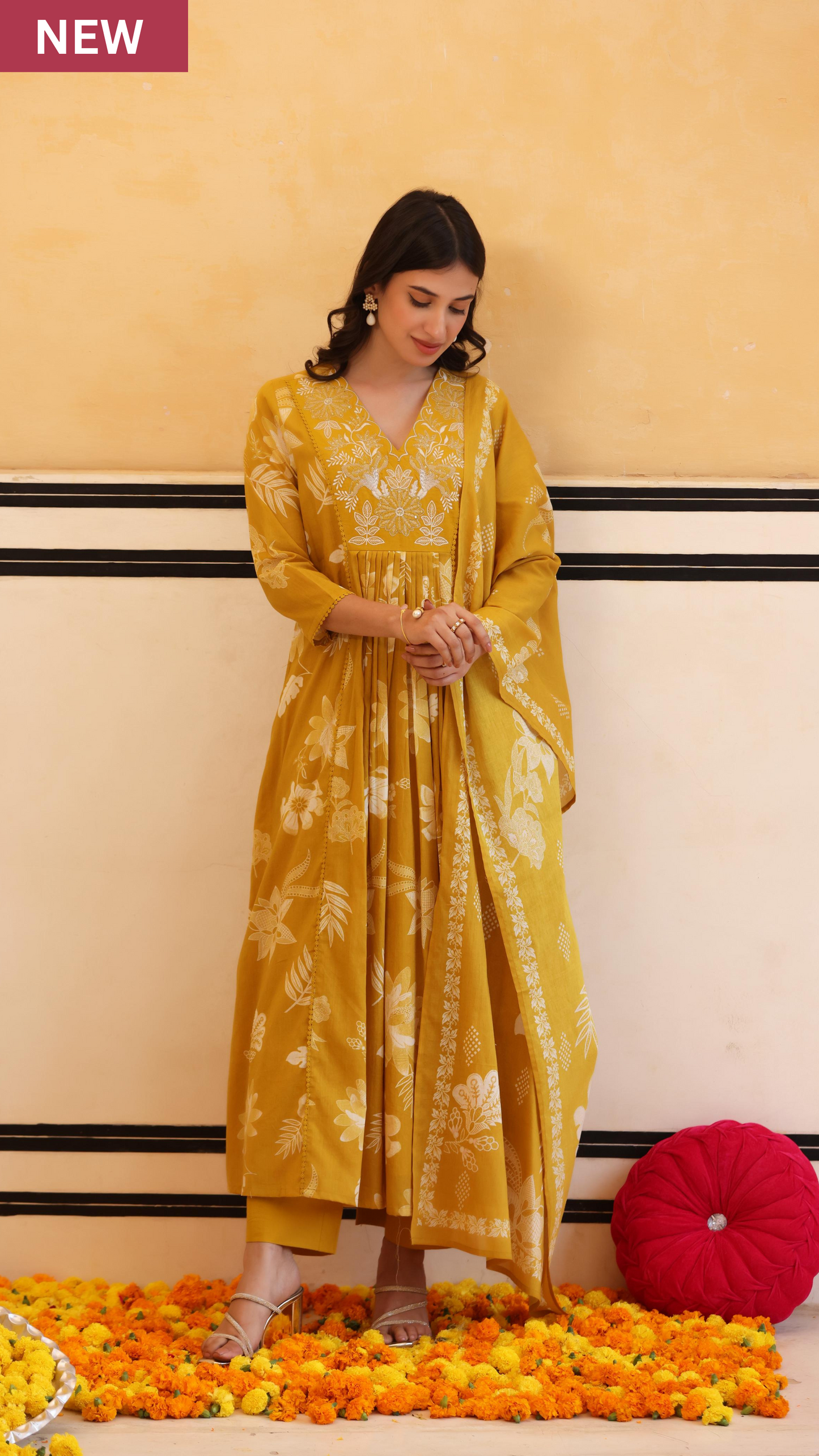 Sunlit Mustard Flared Suit Set