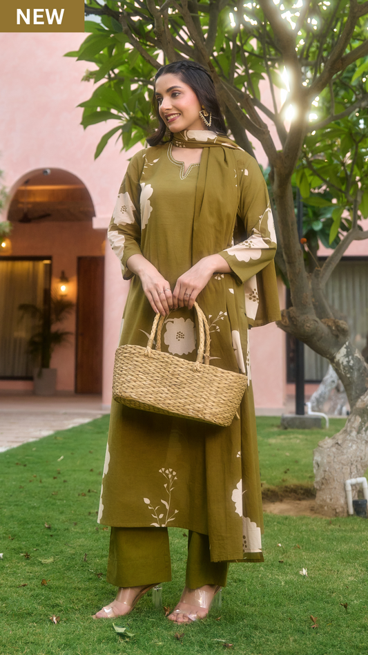 Olive Grace Cotton Suit Set