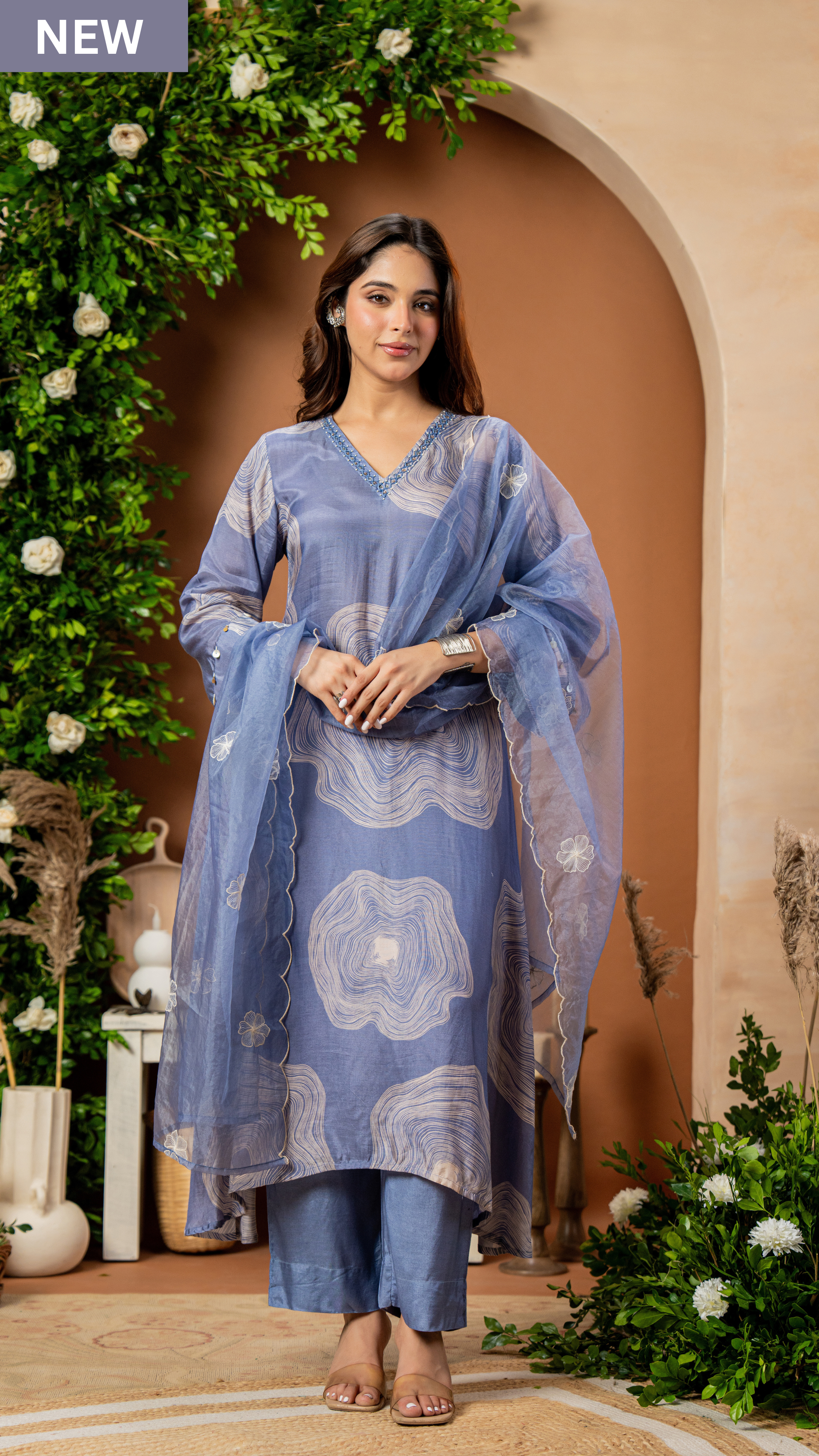Celestial Blue Muslin Suit Set