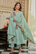 Mint Flora Embroidered Suit Set