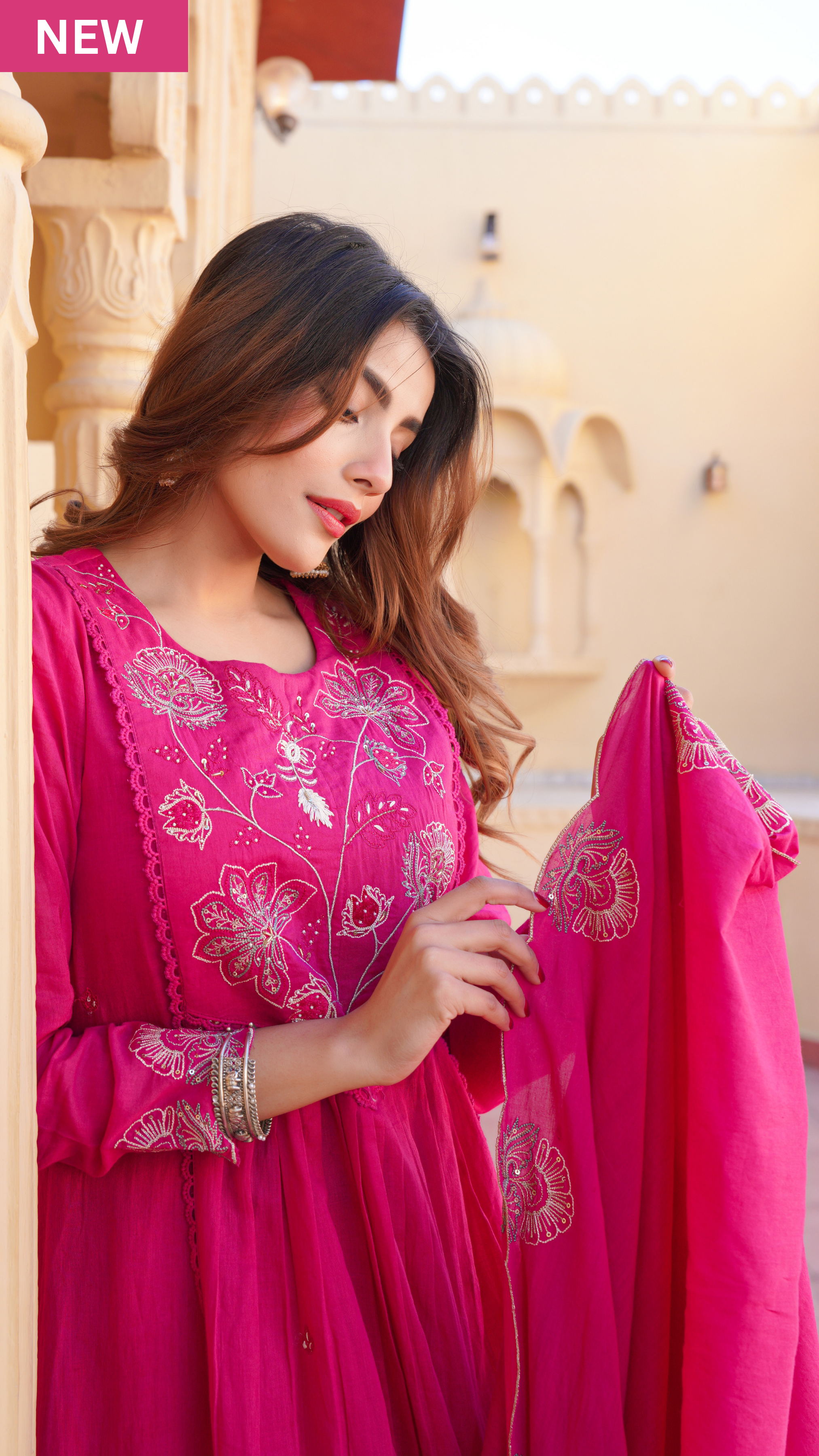 Fuchsia Bloom Cotton Suit Set
