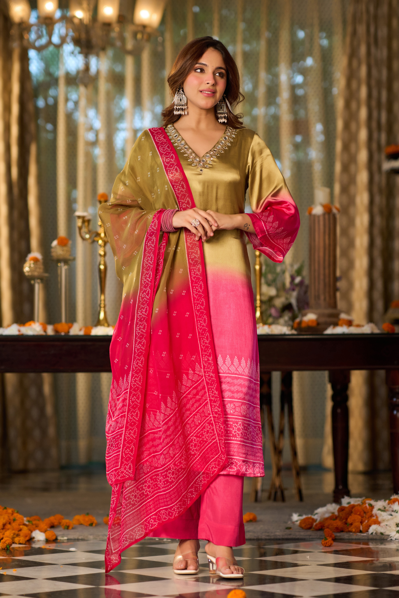 Golden Fuchsia Suit Set