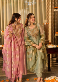Mint Zari Festive Suit Set