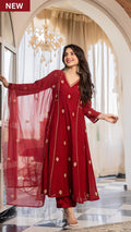 Wine Red Noor Suit Set
